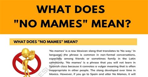 what does no mames mean.